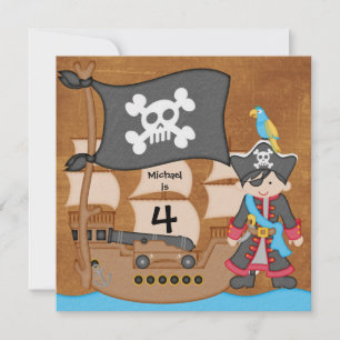Pirates Boy Pirate Ship Birthday Invitations Kaart