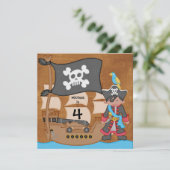 Pirates Boy Pirate Ship Birthday Invitations Kaart (Staand voorkant)