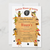 Pirates Fiesta Funny Pirate Cartoon Verjaardagsfee Kaart (Voorkant)