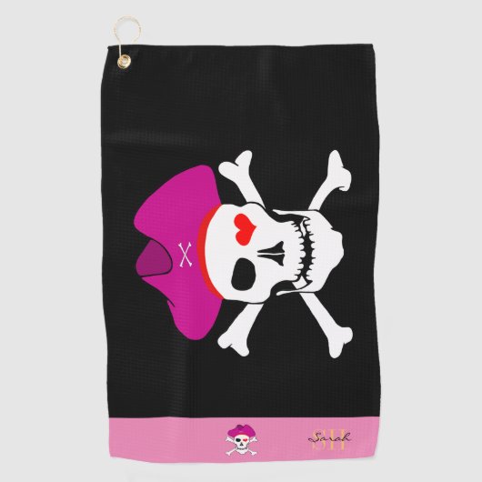 Pirates flag & Captain Grace monogrammed Golf Golfhanddoek (Voorkant)