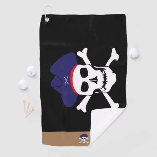 Pirates flag & Captain Jack monogrammed Golf towel Golfhanddoek (Insitu)