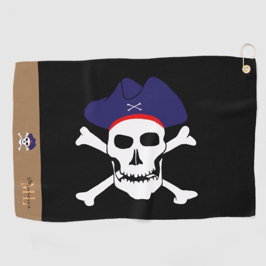 Pirates flag & Captain Jack monogrammed Golf towel Golfhanddoek (Horizontaal)