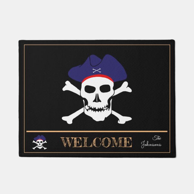 Pirates Flag & Kapitein Jack, huismats /Welcome Deurmat (Voorkant)