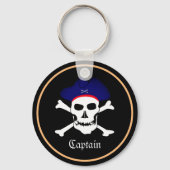 Pirates Flag & Ship Kapitein, schedel in Pet / zwa Sleutelhanger (Voorkant)