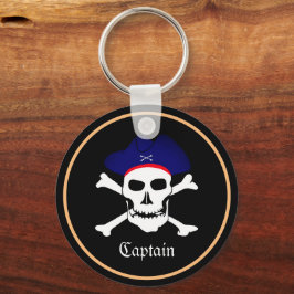 Pirates Flag & Ship Kapitein, schedel in Pet / zwa Sleutelhanger