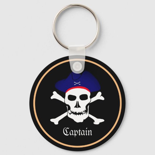 Pirates Flag & Ship Kapitein, schedel in Pet / zwa Sleutelhanger (Achterkant)
