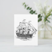 Pirates Galleon, Schets van een schip van 74 Pist Briefkaart (Staand voorkant)