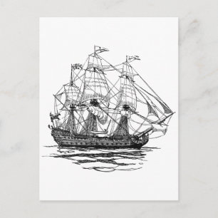  Pirates Galleon, Schets van een schip van 74 Pist Briefkaart