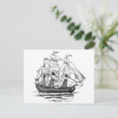  Pirates Galleon, Schets van een schip van 74 Pist Briefkaart (Staand voorkant)