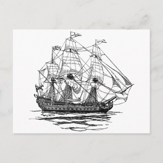  Pirates Galleon, Schets van een schip van 74 Pist Briefkaart (Voorkant)