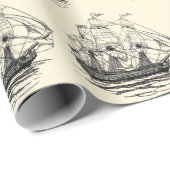  Pirates Galleon, Schets van een schip van 74 Pist Cadeaupapier (Rol Hoek)