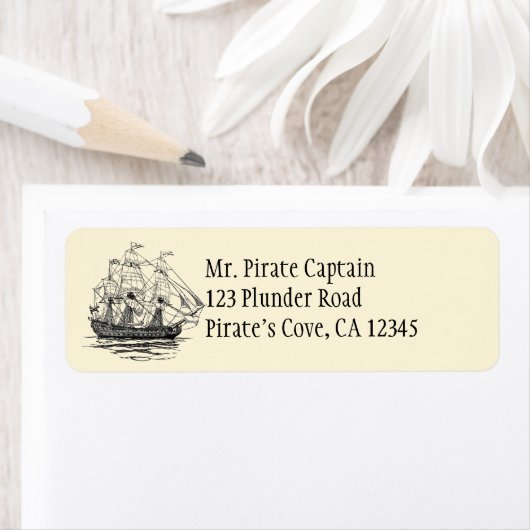  Pirates Galleon, Schets van een schip van 74 Pist Etiket (Insitu)