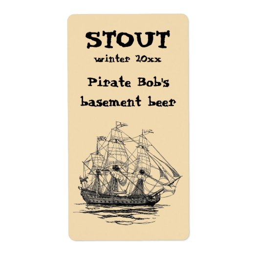 Pirates Galleon, Schets van een schip van 74 Pist Etiket (Voorkant)