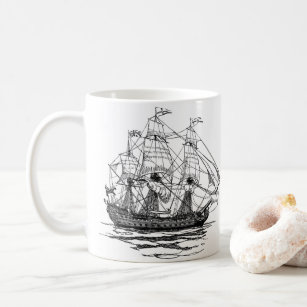  Pirates Galleon, Schets van een schip van 74 Pist Koffiemok