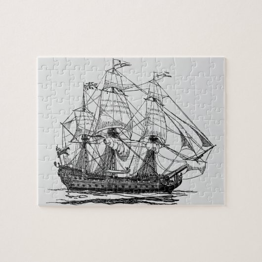  Pirates Galleon, Schets van een schip van 74 Pist Legpuzzel (Horizontaal)