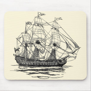  Pirates Galleon, Schets van een schip van 74 Pist Muismat