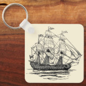  Pirates Galleon, Schets van een schip van 74 Pist Sleutelhanger (Voorkant)