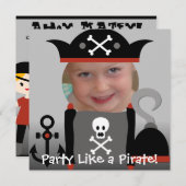 Pirates Girl Party Like a Pirate Verjaardag nodigt Kaart (Voorkant / Achterkant)