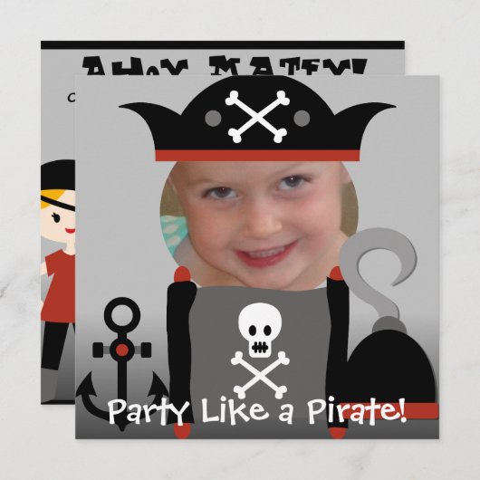 Pirates Girl Party Like a Pirate Verjaardag nodigt Kaart (Voorkant / Achterkant)