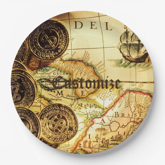 Pirates Gold Treasure Map Papieren Bordje (Voorkant)