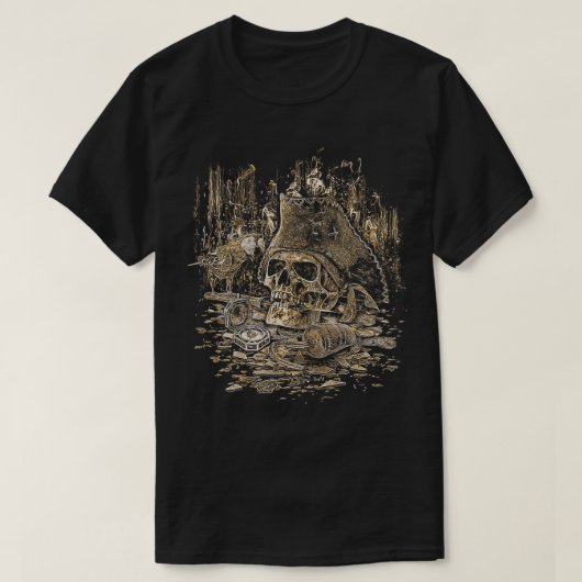 Pirates Kapitein Skull Dagger Treasure Caribbean M T-shirt (Design voorkant)