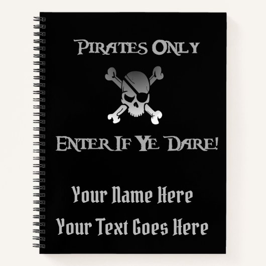 Pirates only - Voer in als je durft! Funky Skull Notitieboek (Voorkant)