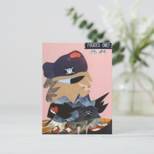 Pirates only weg piraat houdt van de fiets briefkaart (Staand voorkant)