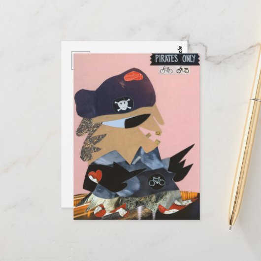 Pirates only weg piraat houdt van de fiets briefkaart (Voorkant / Achterkant in situ)