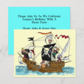 PIRATES PARTIJ THEME SHIP SAILS JR FLAG INVITATION KAART (Voorkant / Achterkant)