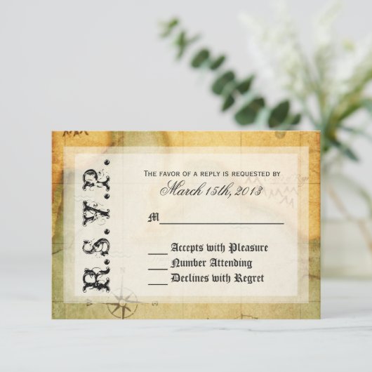 Pirates Party RSVP op Antiek kaart (Staand voorkant)