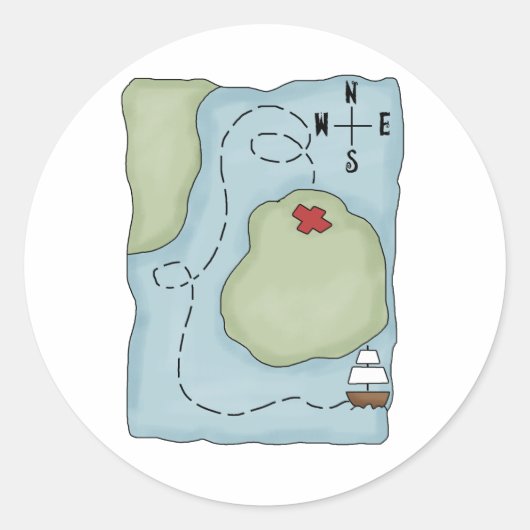 Pirates Pirate Map Ronde Sticker (Voorkant)