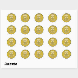 Pirates Schedel en gekruiste botten gouden munt Kl Ronde Sticker