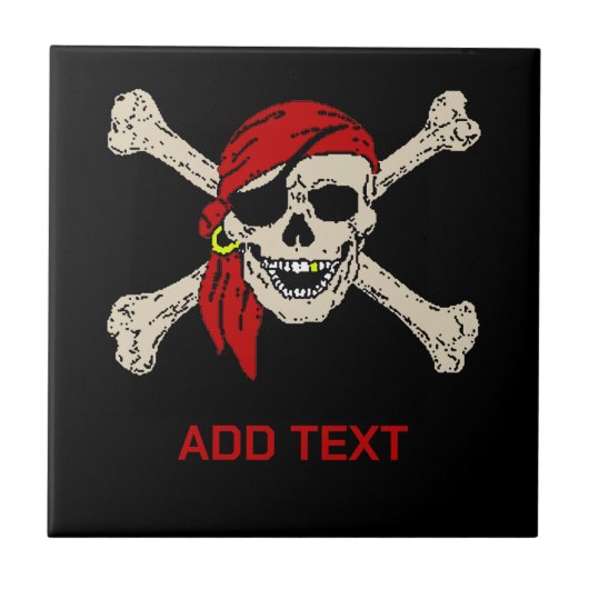 Pirates Skull personaliseren voeg tekst toe, Tegel Tegeltje (Voorkant)