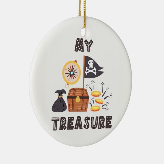 Pirate's Treasure Chest Keramisch Ornament (Rechts)