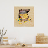Pirate's Treasure Chest on Crinkle Paper Poster (Keuken)