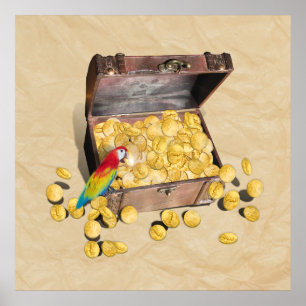 Pirate's Treasure Chest on Crinkle Paper Poster