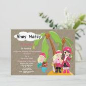 Pirates Treasure Hunt Birthday Invitation Kaart (Staand voorkant)