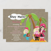 Pirates Treasure Hunt Birthday Invitation Kaart (Voorkant / Achterkant)