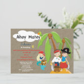 Pirates Treasure Hunt Birthday Invitation Kaart (Staand voorkant)
