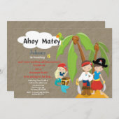 Pirates Treasure Hunt Birthday Invitation Kaart (Voorkant / Achterkant)