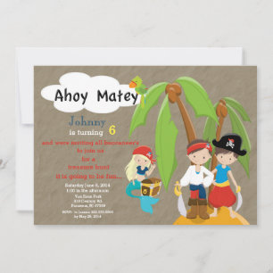 Pirates Treasure Hunt Birthday Invitation Kaart