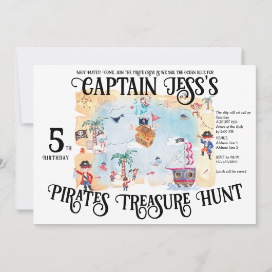 Pirates Treasure Hunt Kaart Kinder Jongen Verjaard (Voorkant)