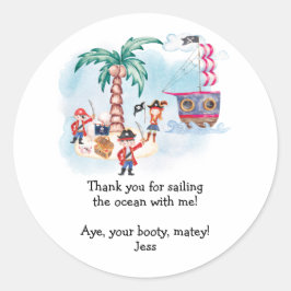 Pirates Treasure Hunt Kaart Kinder Jongen Verjaard Ronde Sticker