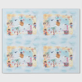 Pirates Treasure Hunt Kaart Kinder Strand Verjaard Cadeaupapier (Vlak)