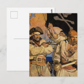 "Pirates" Treasure Island Hoesje van NC Wyeth Briefkaart (Voorkant / Achterkant)