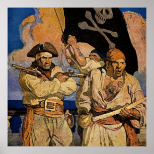 "Pirates" Treasure Island Hoesje van NC Wyeth Poster
