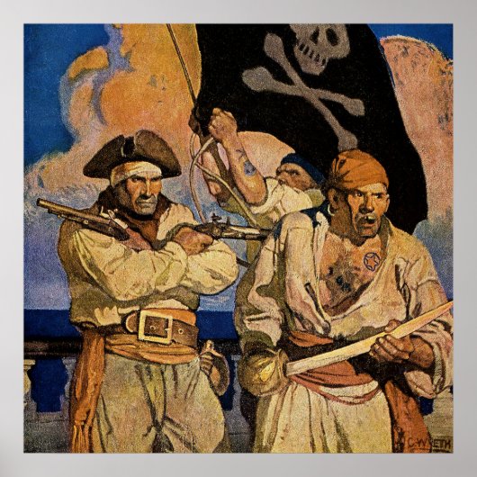 "Pirates" Treasure Island Hoesje van NC Wyeth Poster (Voorkant)