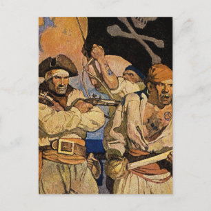 “Pirates” Treasure Island-omslag door NC Wyeth Briefkaart