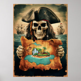 Pirate's Treasure Kaart Poster