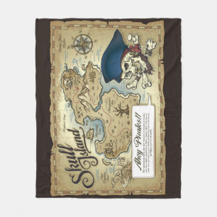 Pirates Treasure Map, Skull Island Fleece Deken